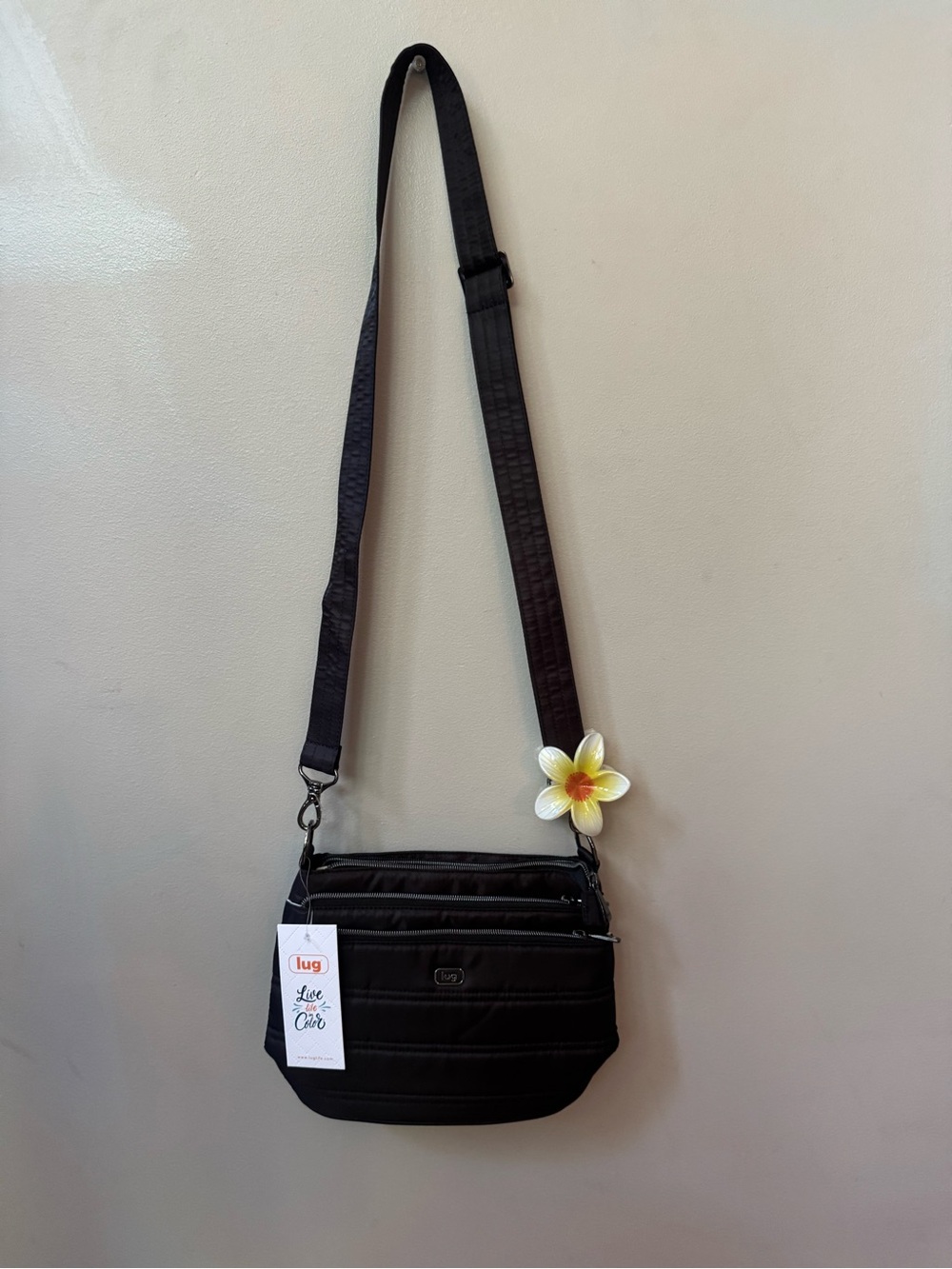Lug Black Quilted Crossbody Bag - Lug with RFID Identity Protection and Water Re